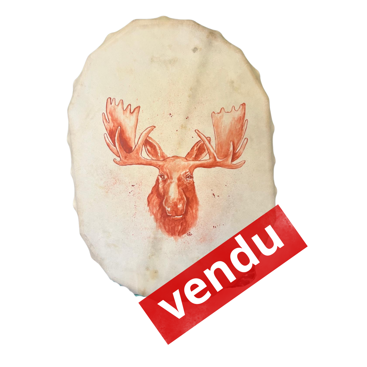 Tambour chamanique  peaux d'elan 60cm x 40 cm